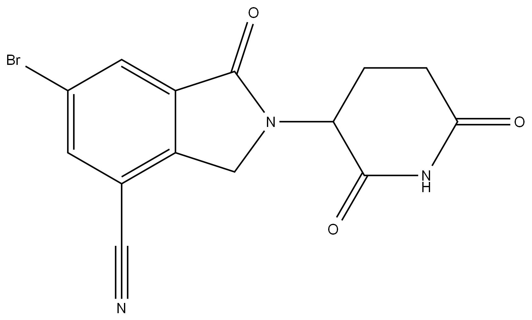 6-bromo-2-(2,6-dioxopiperidin-3-yl)-1-oxoisoindoline-4-carbonitrile,2438239-85-9,结构式