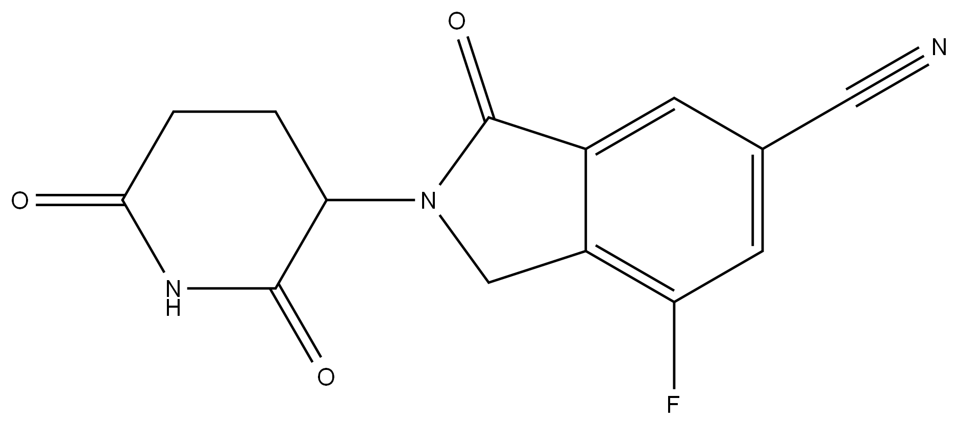 2-(2,6-dioxopiperidin-3-yl)-7-fluoro-3-oxoisoindoline-5-carbonitrile Structure