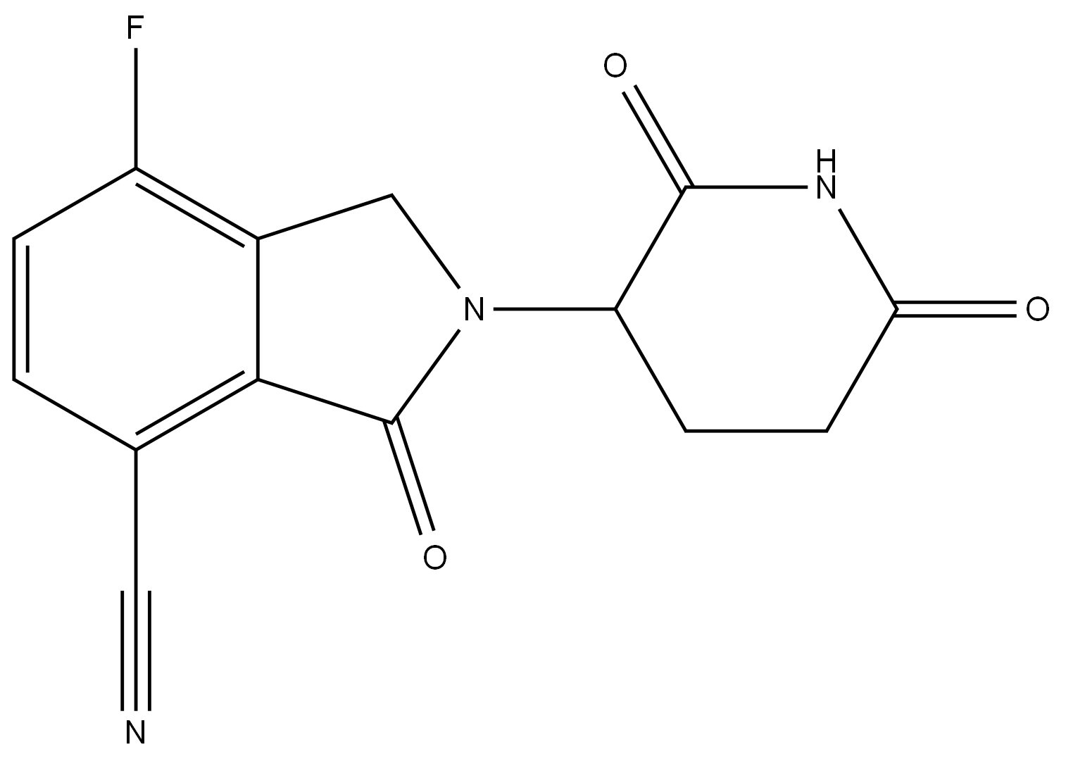 2-(2,6-dioxopiperidin-3-yl)-7-fluoro-3-oxoisoindoline-4-carbonitrile 结构式