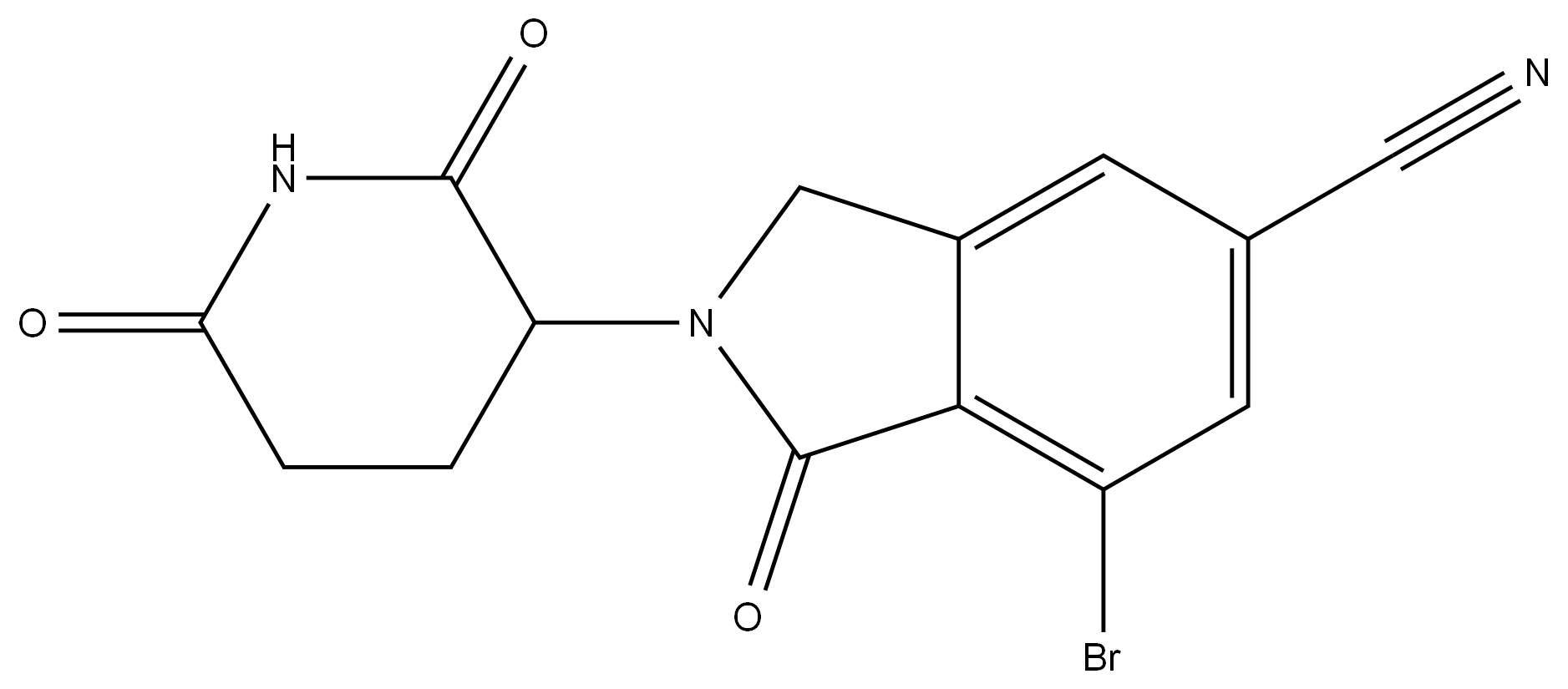 7-bromo-2-(2,6-dioxopiperidin-3-yl)-1-oxoisoindoline-5-carbonitrile Struktur
