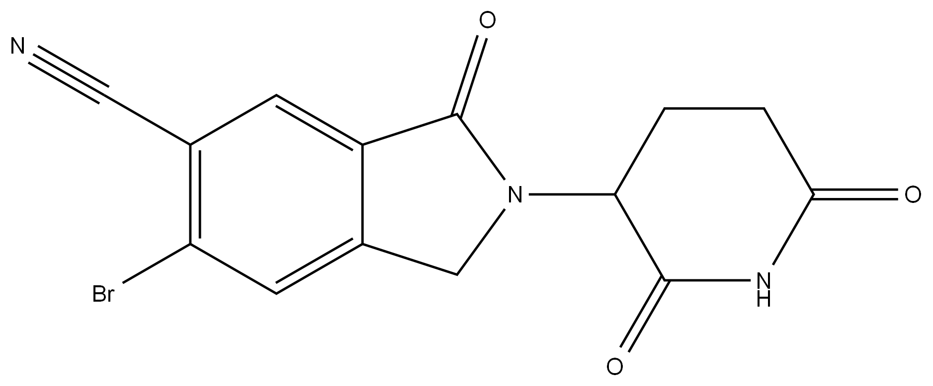6-bromo-2-(2,6-dioxopiperidin-3-yl)-3-oxoisoindoline-5-carbonitrile Struktur