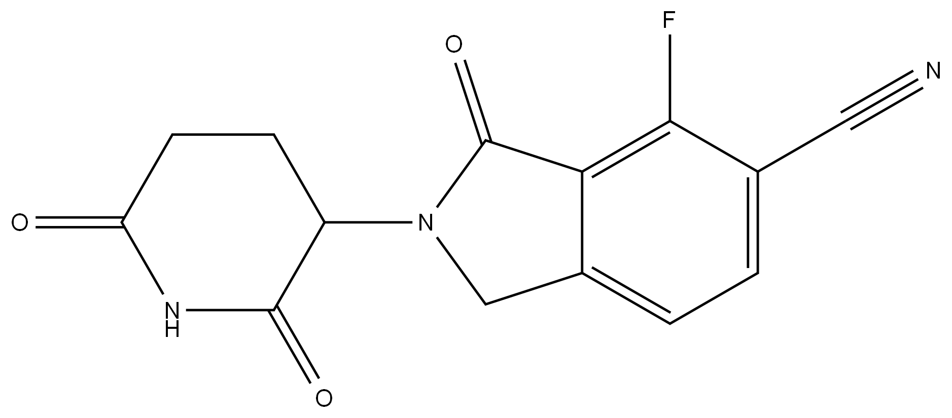2-(2,6-dioxopiperidin-3-yl)-4-fluoro-3-oxoisoindoline-5-carbonitrile Structure