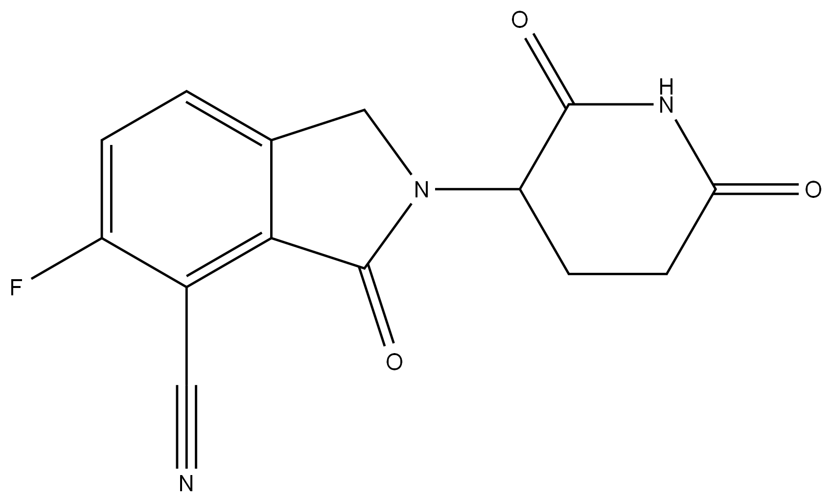 2-(2,6-dioxopiperidin-3-yl)-5-fluoro-3-oxoisoindoline-4-carbonitrile Structure