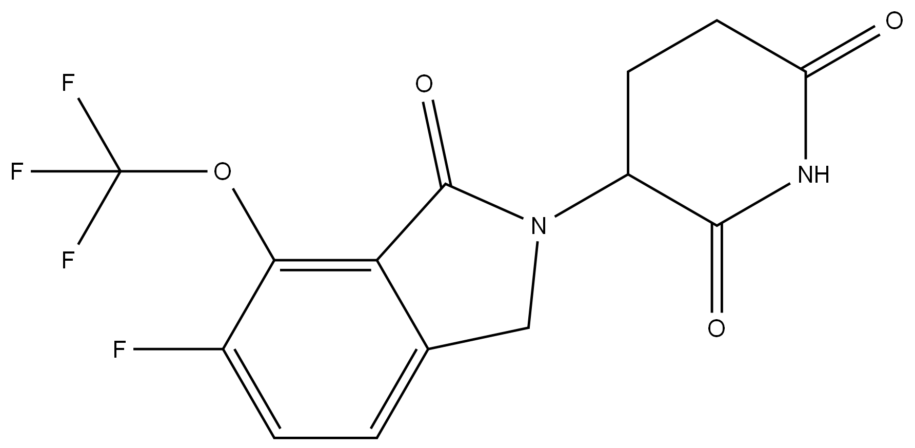 3-(6-fluoro-1-oxo-7-(trifluoromethoxy)isoindolin-2-yl)piperidine-2,6-dione,2438243-36-6,结构式