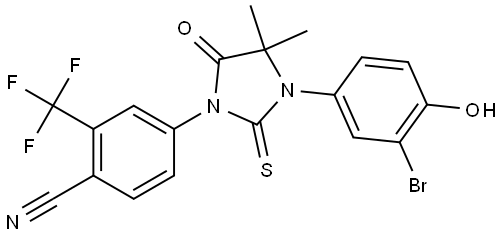 (S)-4-(3-(3-ethyl-4-(2-(3-methylpiperazin-1-yl)ethoxy)phenyl)-4,4-dimethyl-5-oxo-2-thioxoimidazolidin-1-yl)-2-(trifluoromethyl)benzonitrile hydrochloride Structure