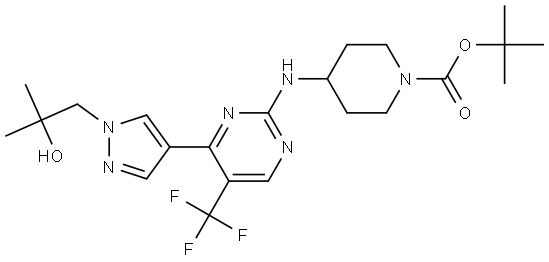 tert-butyl 4-((4-(1-(2-hydroxy-2-methylpropyl)-1H-pyrazol-4-yl)-5-(trifluoromethyl)pyrimidin-2-yl)amino)piperidine-1-carboxylate Structure