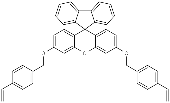 3′,6′-Bis[(4-ethenylphenyl)methoxy]spiro[9H-fluorene-9,9′-[9H]xanthene Struktur