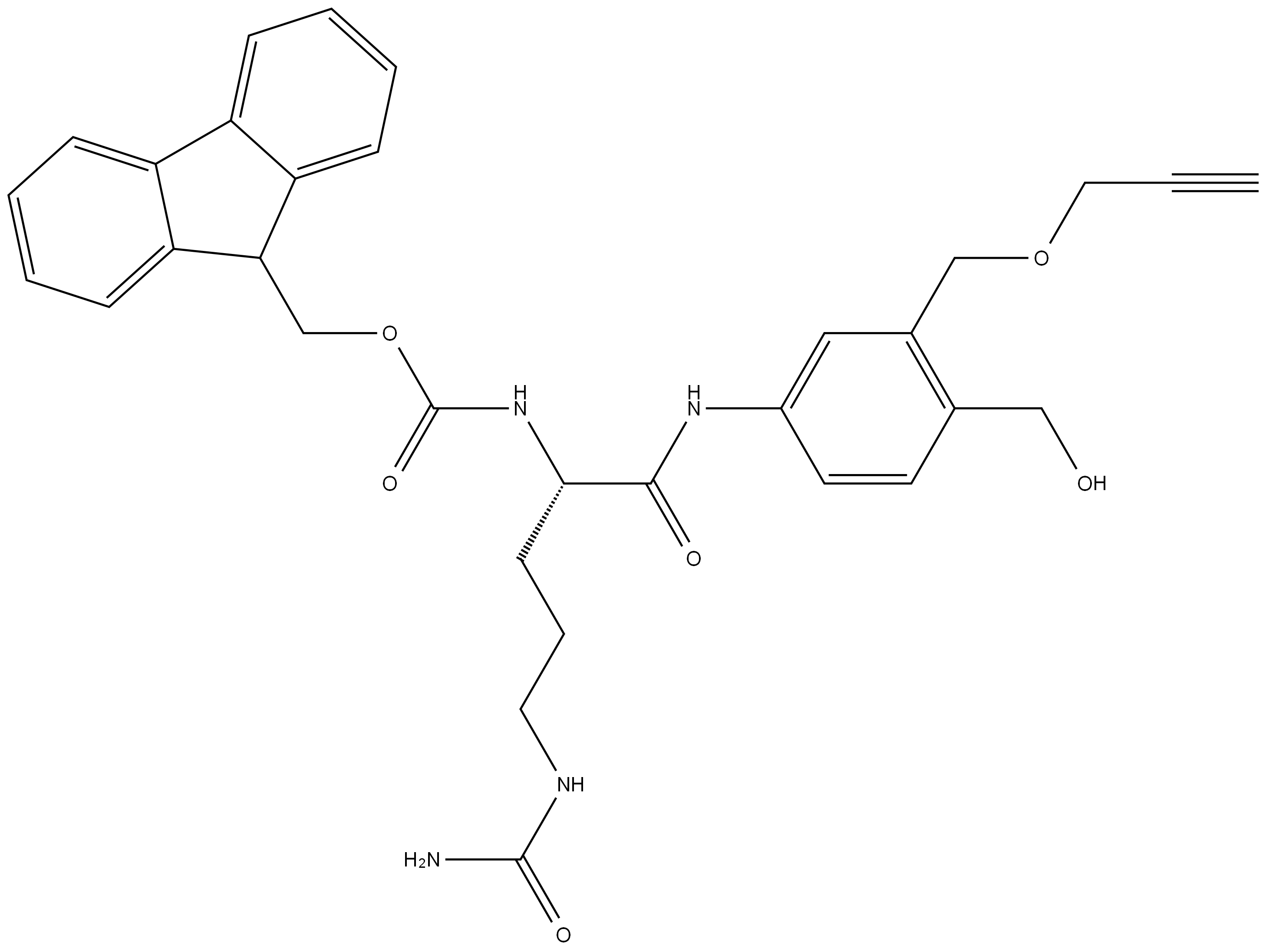 Fmoc-Cit-Propargoxy methyl-PAB-OH Struktur