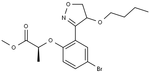 methyl (2S)-2-(4-bromo-2-(4-butoxy-4,5-dihydroisoxazol-3-yl)phenoxy)propanoate 结构式