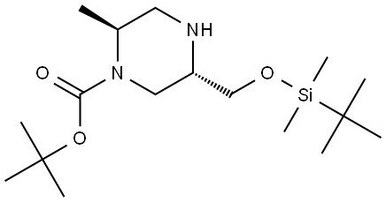 tert-Butyl (2S,5S)-5-(((tert-butyldimethylsilyl)oxy)methyl)-2-methylpiperazine-1-carboxylate Structure