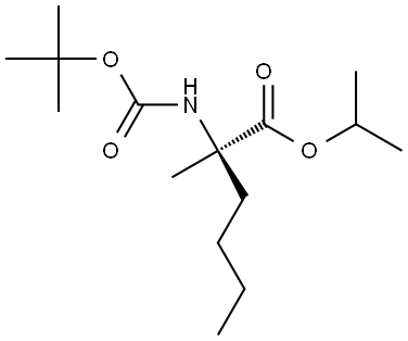 (R)-异丙基 2-(BOC-氨基)-2-甲基己酸酯 结构式