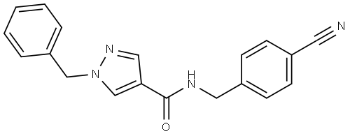 1H-Pyrazole-4-carboxamide, N-[(4-cyanophenyl)methyl]-1-(phenylmethyl)- Structure