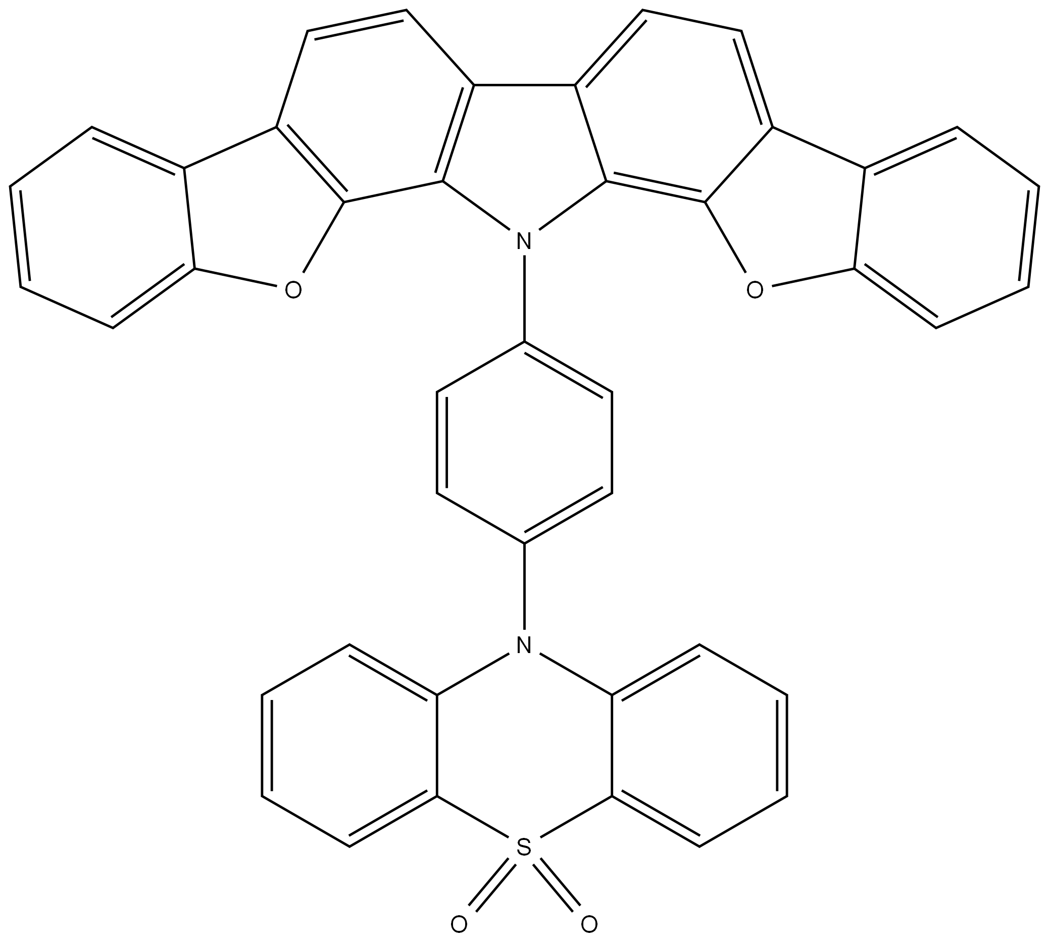 10-(4-(14H-bis(benzofuro)[2,3-a:3',2'-i]carbazol-14-yl)phenyl)-10H-phenothiazine 5,5-dioxide Structure