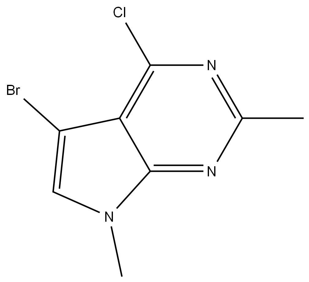 5-bromo-4-chloro-2,7-dimethyl-7H-pyrrolo[2,3-d]pyrimidine,2617577-80-5,结构式