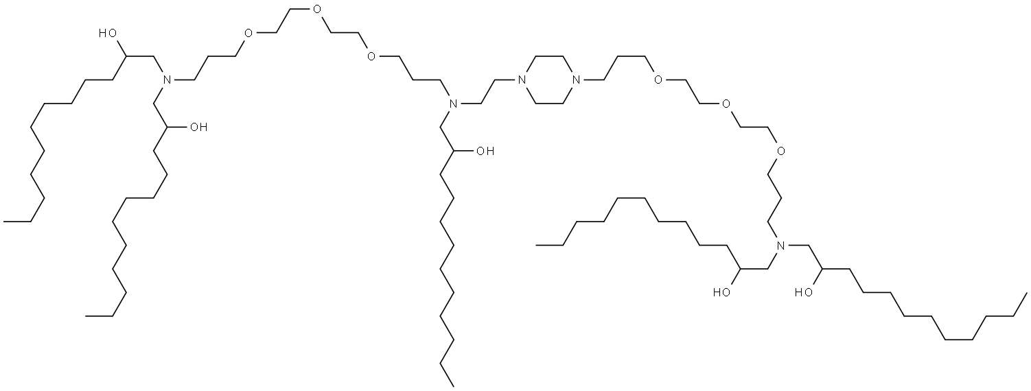 17,20,23-Trioxa-13,27-diazanonatriacontane-11,29-diol, 13-(2-hydroxydodecyl)-27-[2-[4-[16-hydroxy-14-(2-hydroxydodecyl)-4,7,10-trioxa-14-azahexacos-1-yl]-1-piperazinyl]ethyl]-,2639634-72-1,结构式