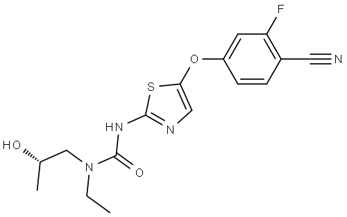 (S)-3-[5-(4-Cyano-3-fluorophenoxy)-2-thiazolyl]-1-ethyl-1-(2-hydroxypropyl)urea Structure