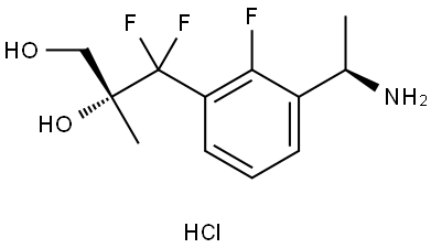 (R/S)-3-(3-((R/S)-1-aminoethyl)-2-fluorophenyl)-3,3-difluoro-2-methylpropane-1,2-diol hydrochloride Structure