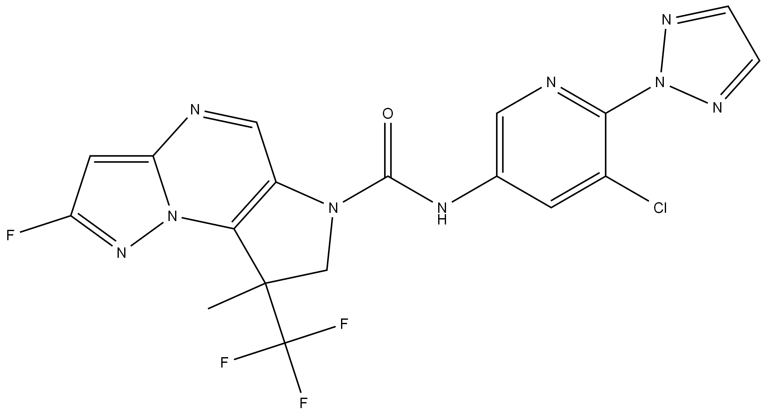 N-(5-chloro-6-(2H-1,2,3-triazol-2-yl)pyridin-3-yl)-2-fluoro-8-methyl-8-(trifluoromethyl)-7,8-dihydro-6H-pyrazolo[1,5-a]pyrrolo[2,3-e]pyrimidine-6-carboxamide Structure