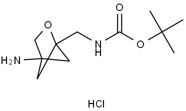 tert-butyl ((4-amino-2-oxabicyclo[2.1.1]hexan-1-yl)methyl)carbamate hydrochloride Struktur