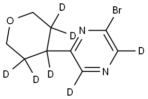2-bromo-6-(tetrahydro-2H-pyran-4-yl-3,3,4,5,5-d5)pyrazine-3,5-d2 Struktur