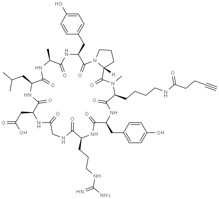 c[YRGDLAYp(NMe)K(pentynoic amide)] Structure