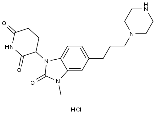 3-(3-Methyl-2-oxo-5-(3-(piperazin-1-yl)propyl)-2,3-dihydro-1H-benzo[d]imidazol-1-yl)piperidine-2,6-dione hydrochloride Struktur