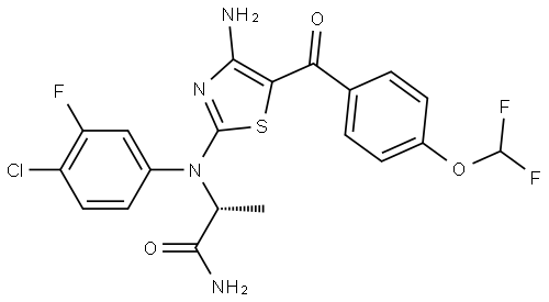 (R)-2-[[4-Amino-5-[4-(difluoromethoxy)benzoyl]-2-thiazolyl](4-chloro-3-fluorophenyl)amino]propanamide Structure