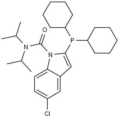 (5-chloro-2-(dicyclohexylphosphaneyl)-1H-indole-1-carbonyl)dipropylnickel Struktur