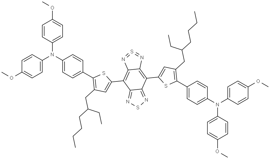 4,8-bis(5-(4-(bis(4-methoxyphenyl)amino)phenyl)-4-(2-ethylhexyl)thiophen-2-yl)benzo[1,2-c:4,5c0]bis[1,2,5]thiadiazole Structure