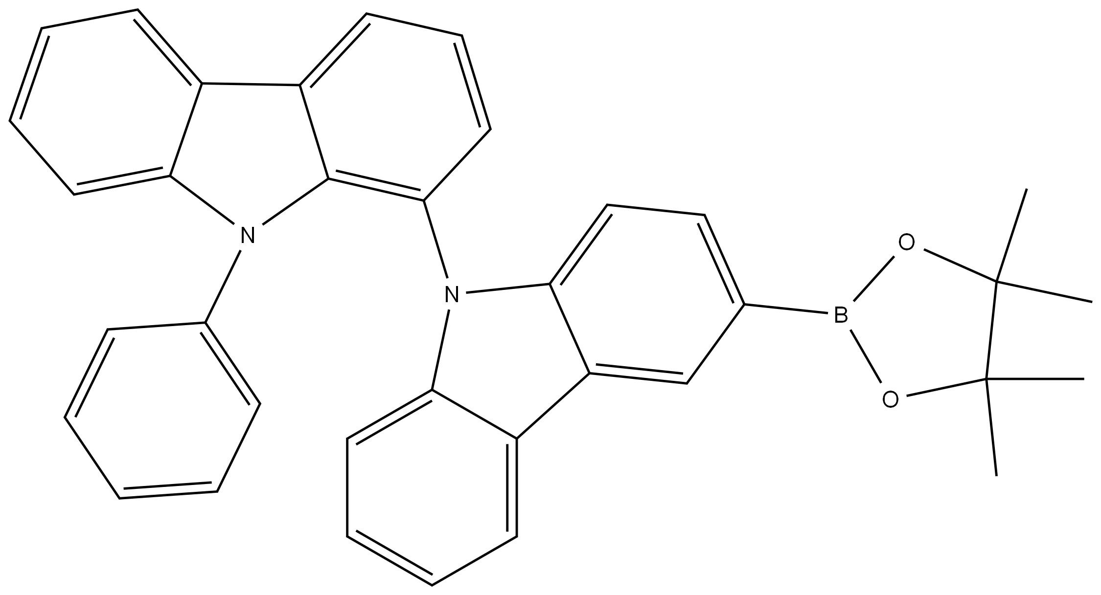 1,9′-Bi-9H-carbazole, 9-phenyl-3′-(4,4,5,5-tetramethyl-1,3,2-dioxaborolan-2-yl)-,2749512-19-2,结构式