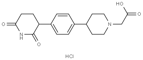 2-(4-(4-(2,6-Dioxopiperidin-3-yl)phenyl)piperidin-1-yl)acetic acid hydrochloride Struktur