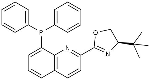 (R)-4-(tert-Butyl)-2-(8-(diphenylphosphanyl)quinolin-2-yl)-4,5-dihydrooxazole Structure