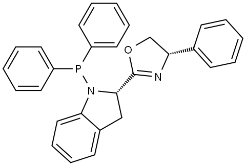 (S)-2-((S)-1-(Diphenylphosphanyl)indolin-2-yl)-4-phenyl-4,5-dihydrooxazole Structure