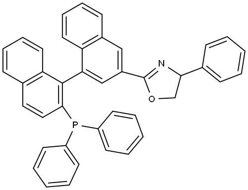 (R)-2-((S)-2'-(Diphenylphosphanyl)-[1,1'-binaphthalen]-3-yl)-4-phenyl-4,5-dihydrooxazole Structure
