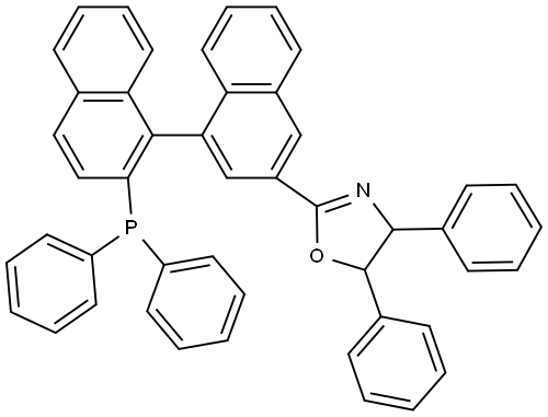 (4R,5S)-2-((S)-2'-(二苯基膦基)-[1,1'-联萘]-3-基)-4,5-二苯基-4,5-二氢恶唑 结构式