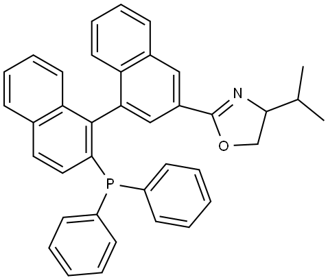 (S)-2-((R)-2'-(二苯基膦基)-[1,1'-联萘]-3-基)-4-异丙基-4,5-二氢恶唑,2757287-94-6,结构式