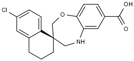 (3R)-6'-chlorospiro[4,5-dihydro-2H-1,5-benzoxazepine-3,1'-tetralin]-7-carboxylic acid Struktur