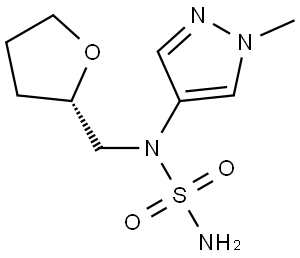 N-(1-Methyl-1H-pyrazol-4-yl)-N-{[(2S)-oxolan-2-yl]methyl}aminosulfonamide 化学構造式