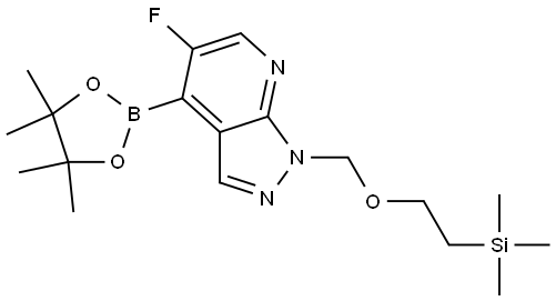 5-fluoro-4-(4,4,5,5-tetramethyl-1,3,2-dioxaborolan-2-yl)-1-((2-(trimethylsilyl)ethoxy)methyl)-1H-pyrazolo[3,4-b]pyridine Struktur