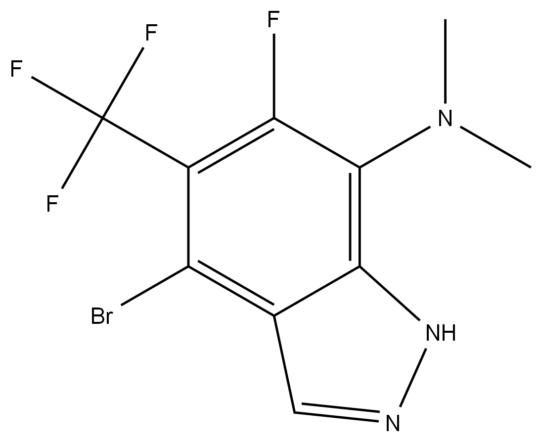 4-bromo-6-fluoro-N,N-dimethyl-5-(trifluoromethyl)-1H-indazol-7-amine,2765413-73-6,结构式
