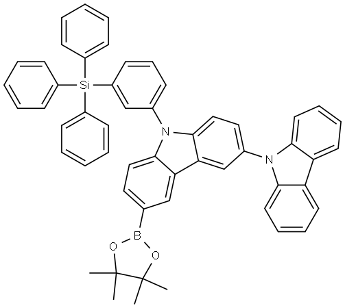 3,9′-Bi-9H-carbazole, 6-(4,4,5,5-tetramethyl-1,3,2-dioxaborolan-2-yl)-9-[3-(triphenylsilyl)phenyl]-,2765784-88-9,结构式