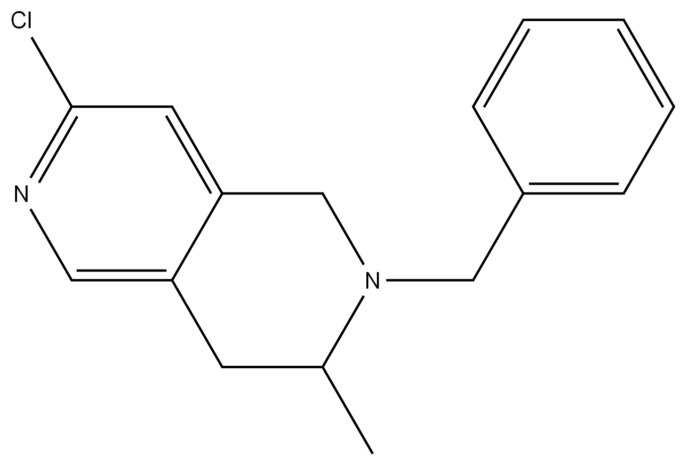 2-苄基-7-氯-3-甲基-1,2,3,4-四氢-2,6-萘啶 结构式