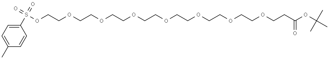 对甲苯磺酸酯-八聚乙二醇-丙酸叔丁酯, 2768015-35-4, 结构式