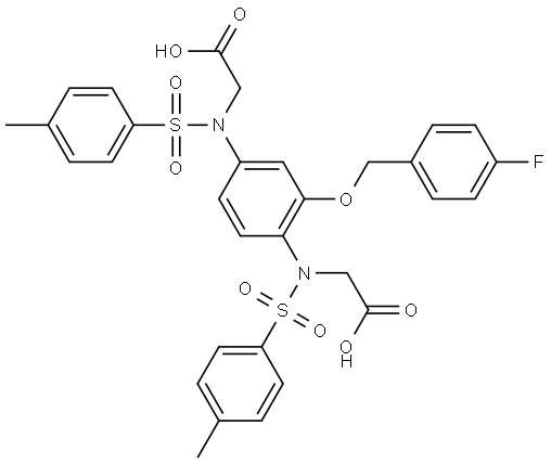 Glycine, N,N′-[2-[(4-fluorophenyl)methoxy]-1,4-phenylene]bis[N-[(4-methylphenyl)sulfonyl]- Structure