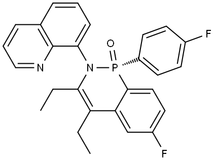 (S)-3,4-diethyl-6-fluoro-1-(4- fluorophenyl)-2-(quinolin-8-yl)- 2H-
benzo[c][1,2]azaphosphinine 1- oxide Structure