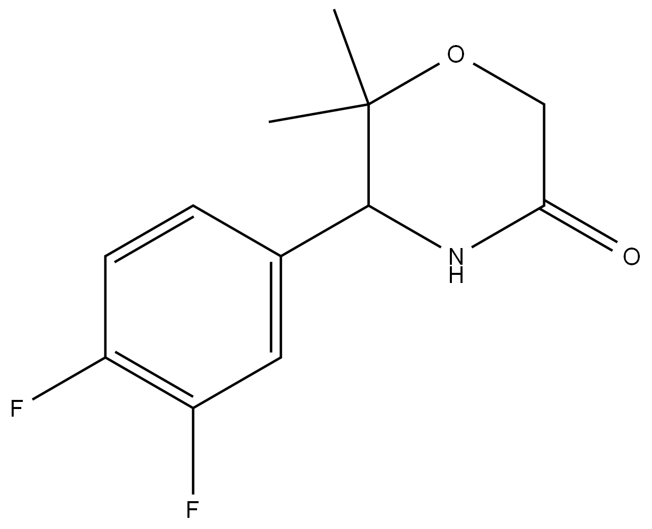 (S)-5-(3,4-difluorophenyl)-6,6-dimethylmorpholin-3-one,277296-02-3,结构式