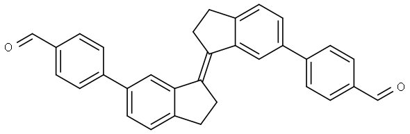 (E)-4,4'-(2,2',3,3'-tetrahydro-[1,1'-biindenylidene]-6,6'-diyl)dibenzaldehyde Structure