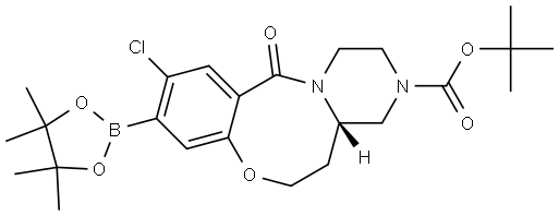(S)-tert-Butyl 10-chloro-12-oxo-9-(4,4,5,5-tetramethyl-1,3,2-dioxaborolan-2-yl)-1,2,4,4a,5,6-hexahydrobenzo[b]pyrazino[1,2-e][1,5]oxazocine-3(12H)-carboxylate Structure