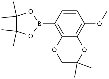 2-(8-Methoxy-2,2-dimethyl-2,3-dihydrobenzo[b][1,4]dioxin-5-yl)-4,4,5,5-tetramethyl-1,3,2-dioxaborolane Struktur