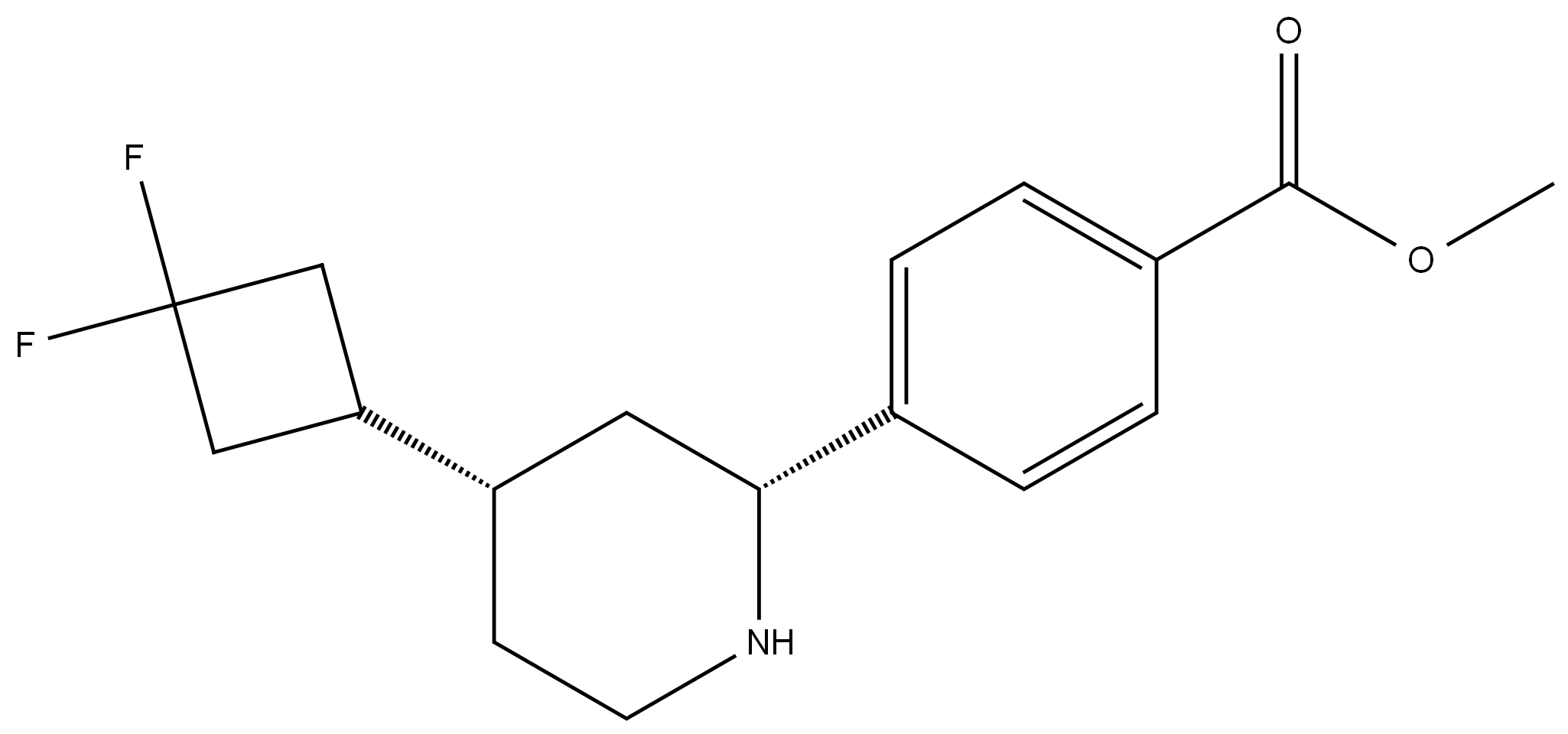 Benzoic acid, 4-[(2R,4S)-4-(3,3-difluorocyclobutyl)-2-piperidinyl]-, methyl ester,2797067-66-2,结构式